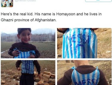 صفحه مسی در تویتر عکس های کودک افغان علاقه مندش را منتشر کرد
