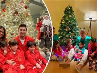 مسی و رونالدو در کنار خانواده منتظر بابانوئل